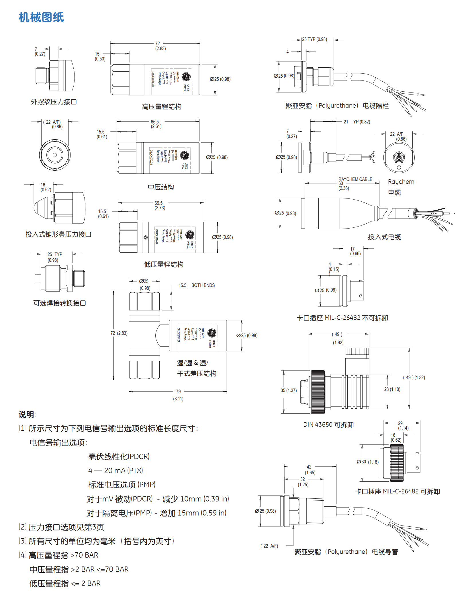 GE druck 德魯克 UNIK 5000壓力氣壓傳感器(圖2)